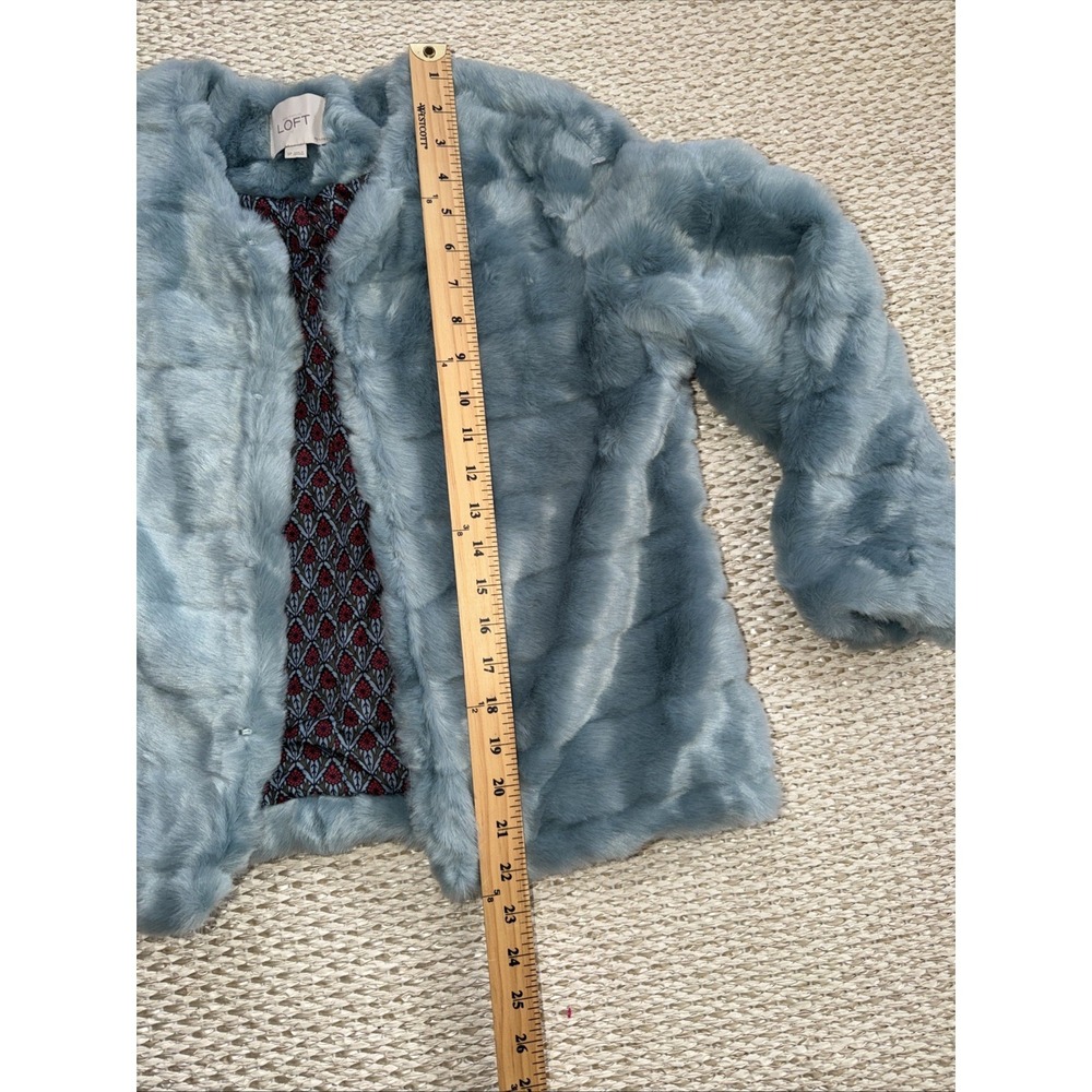 Loft Women's Faux Fur Blue Jacket Coat. Festival. Small P. Ann Taylor - Picture 9 of 10